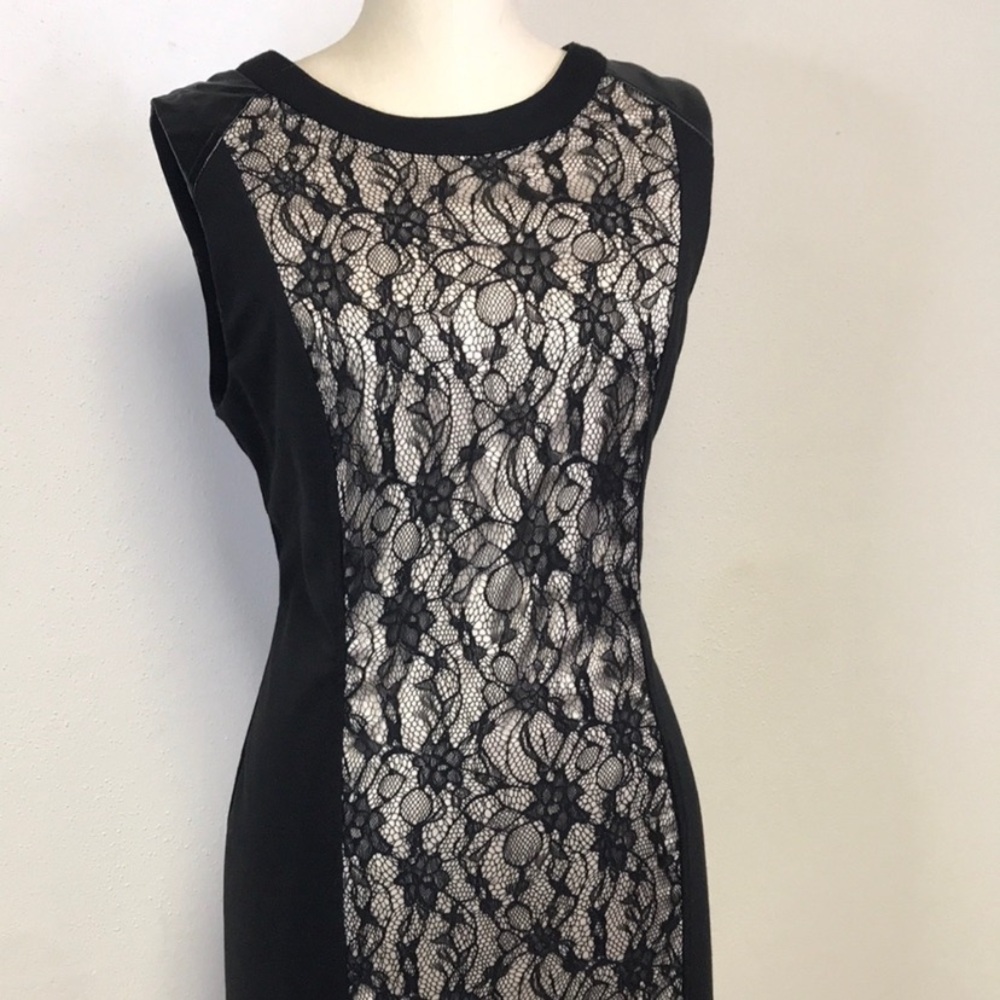 Steve Harvey Celebrity Edition Chic Black Lace Panel Midi Dress